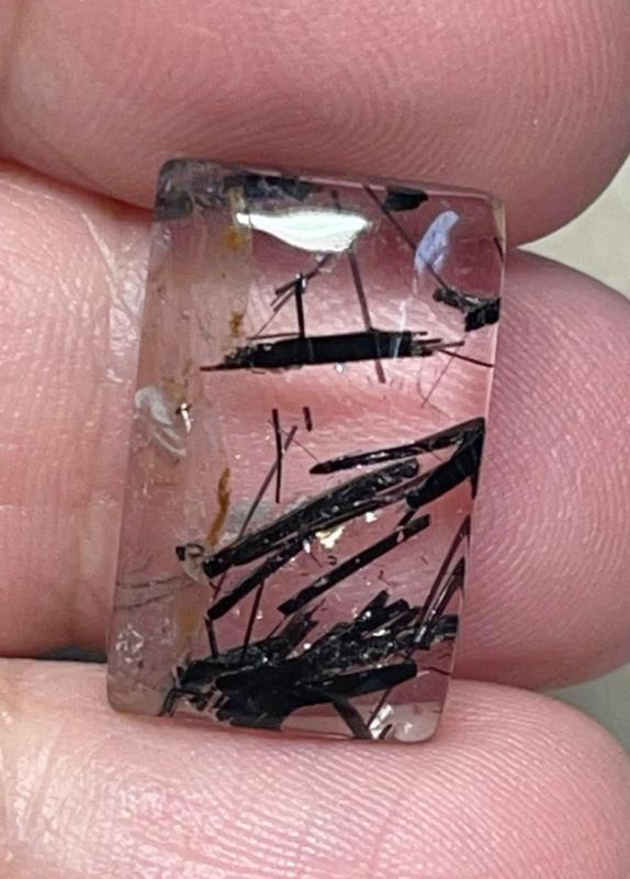 Rectangle 20x12mm Tourmalated Quartz Cabochon 45