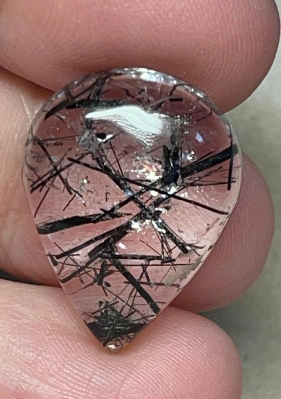 Teardrop 24x18mm Tourmalated Quartz Cabochon 46