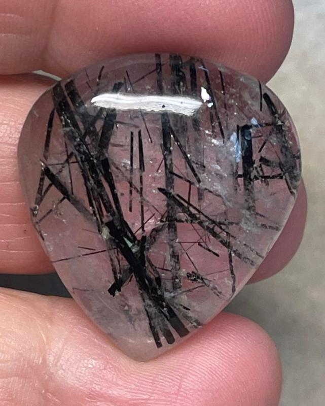 Teardrop 30x27mm Tourmalated Quartz Cabochon 50