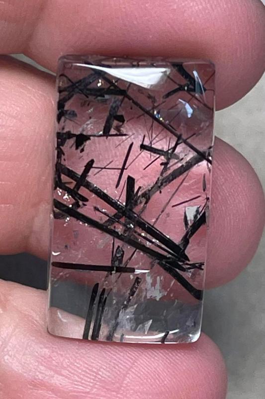 Rectangle 28x15mm Tourmalated Quartz Cabochon 52