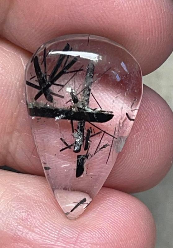 Teardrop 25x16mm Tourmalated Quartz Cabochon 53