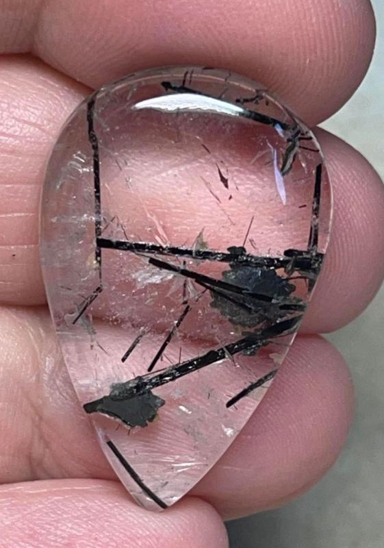 Teardrop 33x21mm Tourmalated Quartz Cabochon 54