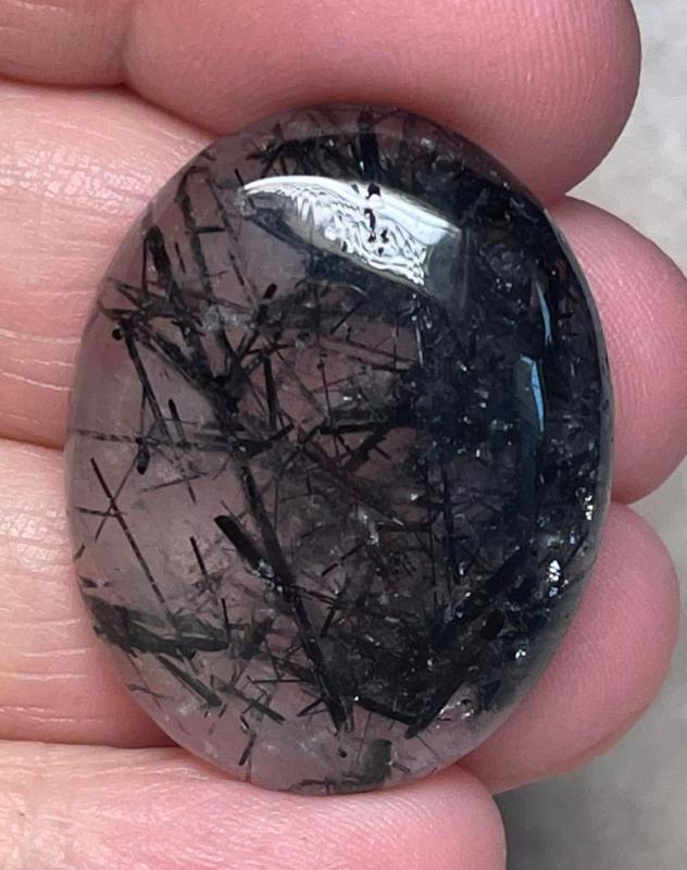 Oval 24x26mm Tourmalated Quartz Cabochon 58