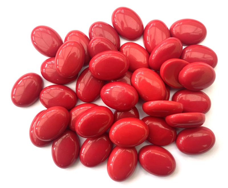 Single Oval 18mm Long Red Coral Cabochon