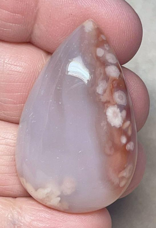 Teardrop 42x26mm Cherry Blossom Agate Cabochon 04