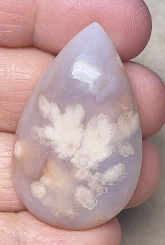 Teardrop 42x26mm Cherry Blossom Agate Cabochon 10