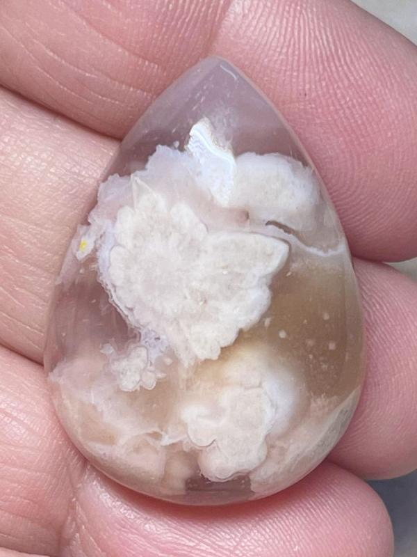 Teardrop 33x23mm Cherry Blossom Agate Cabochon 21