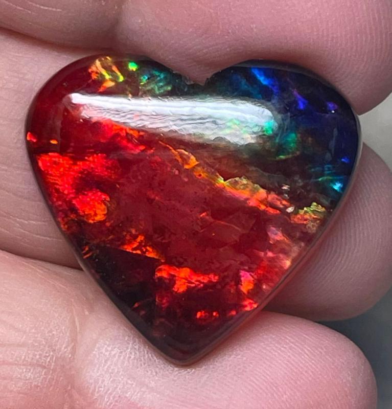 Heart 25x27mm Dichroic Glass Cabochon 08