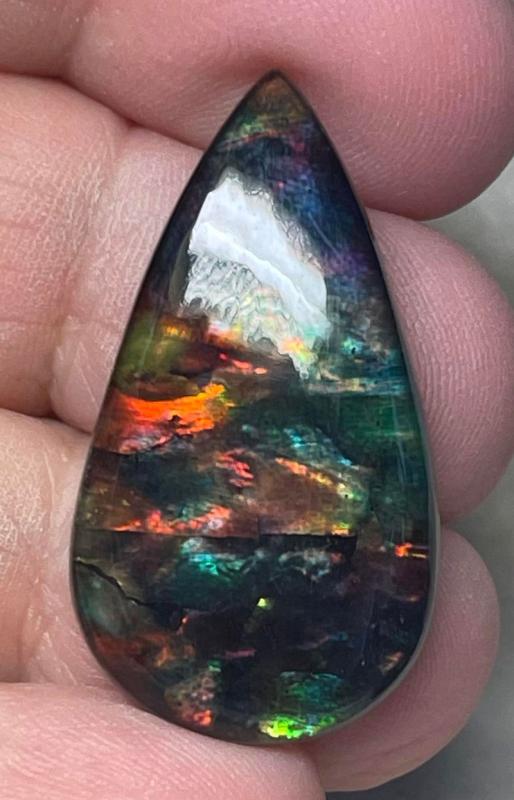 Teardrop 34x18mm Dichroic Glass Cabochon 16