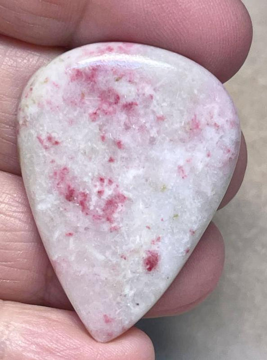 Teardrop 40x30mm Cinnabar in Quartz Cabochon 28