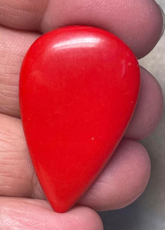 Teardrop 37x23mm Red Coral Cabochon 06