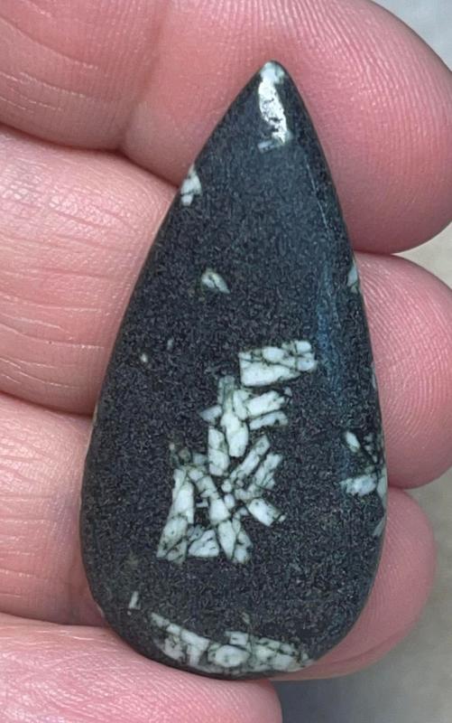 Teardrop 41x20mm Chinese Writing Stone Cabochon 23