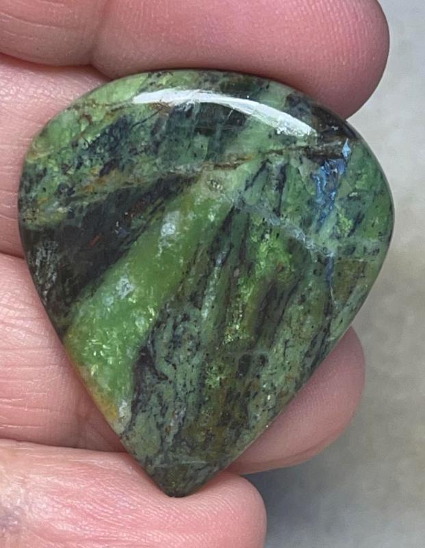 Teardrop 36x31mm Chrome Chalcedony Cabochon 23
