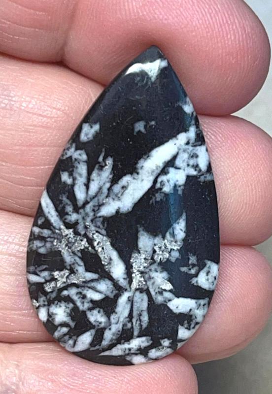 Teardrop 37x22mm Chrysanthemum Stone Cabochon 23