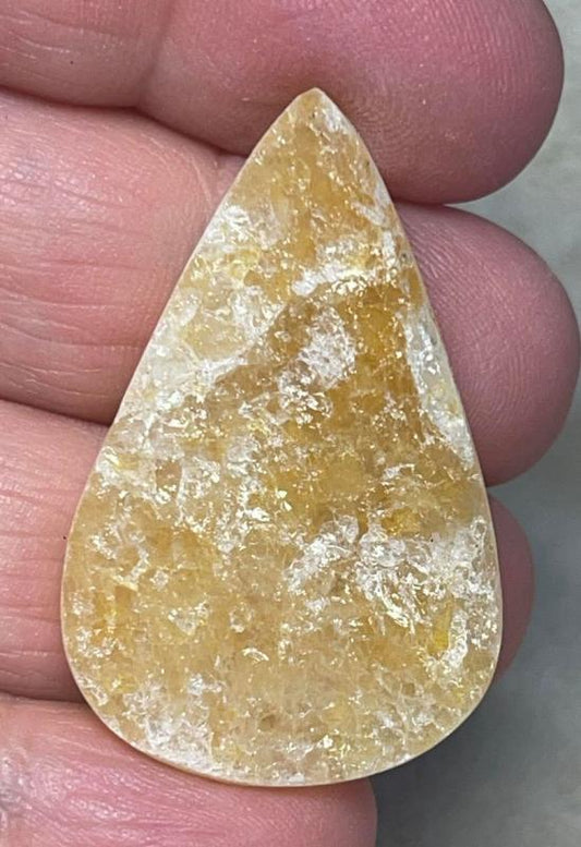 Teardrop 39x25mm Himalayan Druzy Citrine Cabochon 02