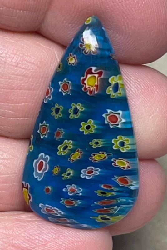 Teardrop 35x19mm Millefiori Glass Cabochon 33