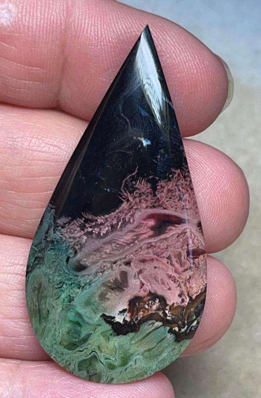 Teardrop 50x25mm Coloured Palm Root Cabochon 38