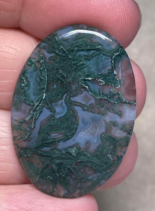 Oval 36x25mm Green Moss Agate Cabochon 78