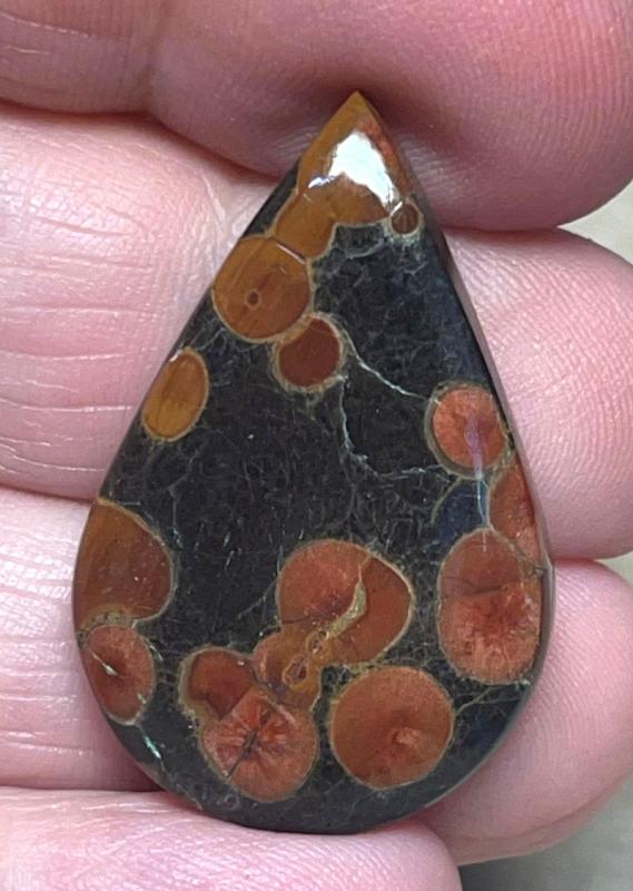 Teardrop 34x22mm Peanut Obsidian Cabochon 01