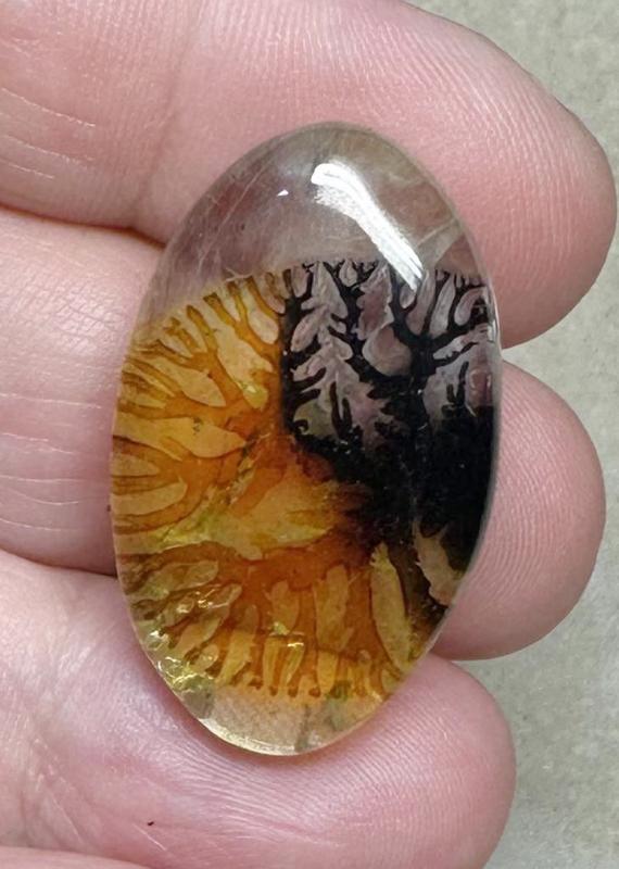 Oval 31x19mm Scenic Dendrite Agate Doublet Cabochon 06