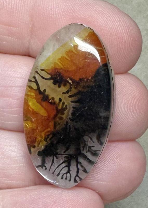 Oval 34x18mm Scenic Dendrite Agate Doublet Cabochon 07
