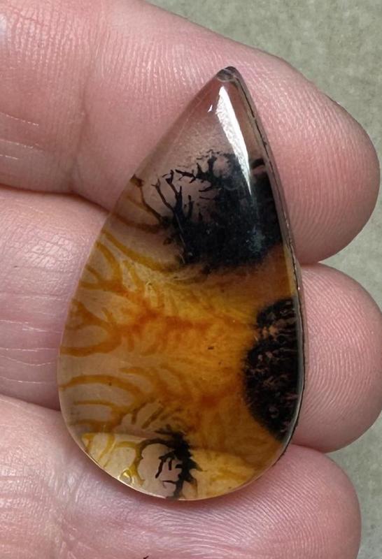 Teardrop 33x19mm Scenic Dendrite Agate Doublet Cabochon 10