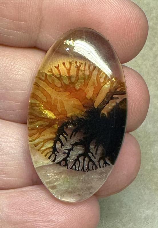 Oval 36x20mm Scenic Dendrite Agate Doublet Cabochon 11