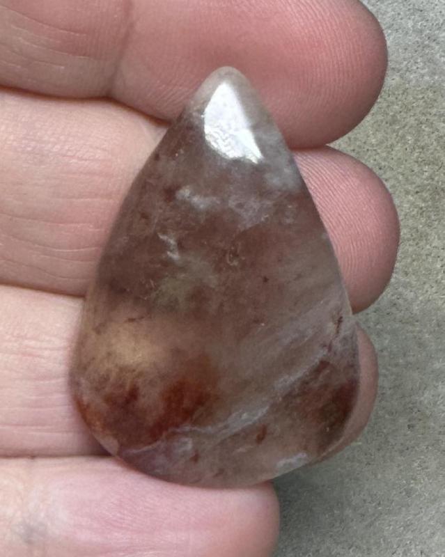 Teardrop 36x25mm Hematoid Fire Quartz Cabochon 32
