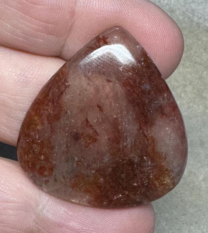 Teardrop 35x32mm Hematoid Fire Quartz Cabochon 33