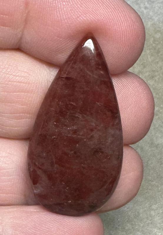 Teardrop 37x18mm Hematoid Fire Quartz Cabochon 35
