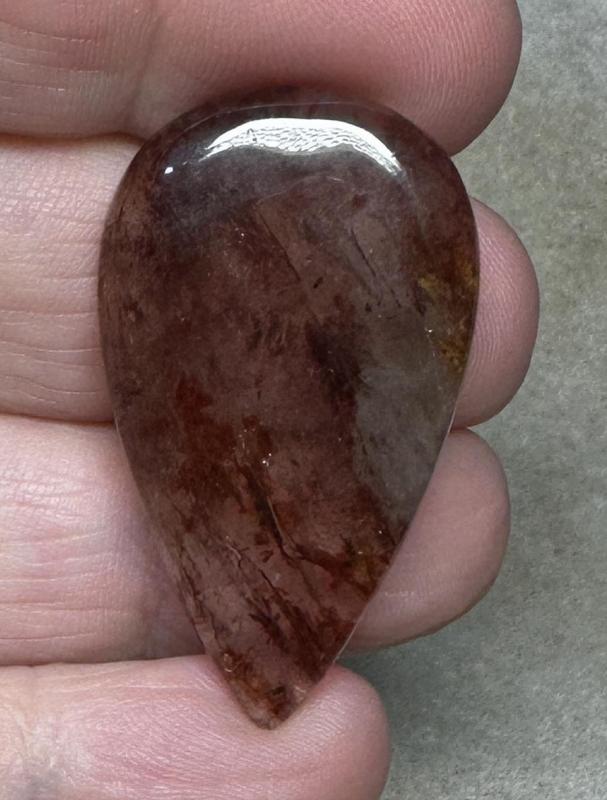 Teardrop 38x22mm Hematoid Fire Quartz Cabochon 37