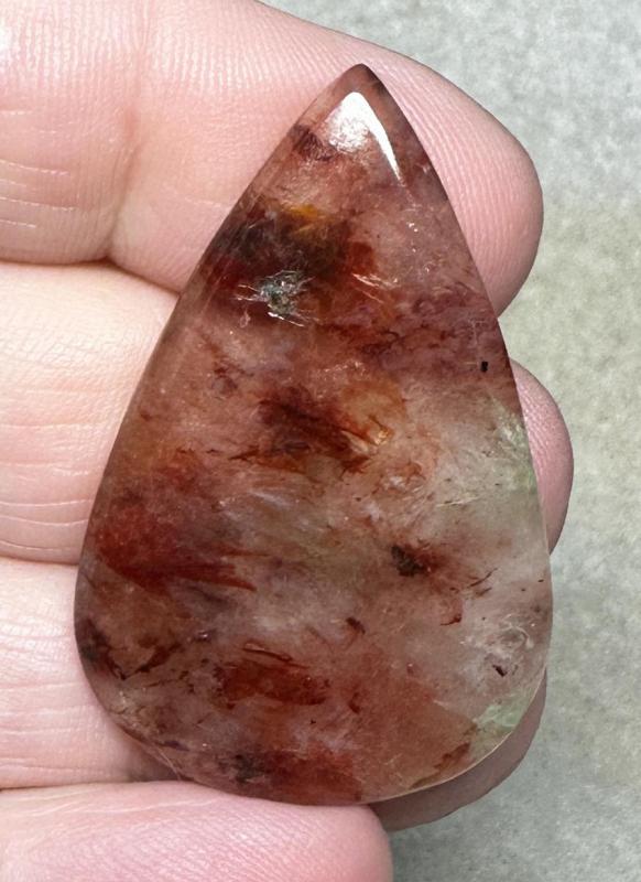 Teardrop 40x25mm Hematoid Fire Quartz Cabochon 40