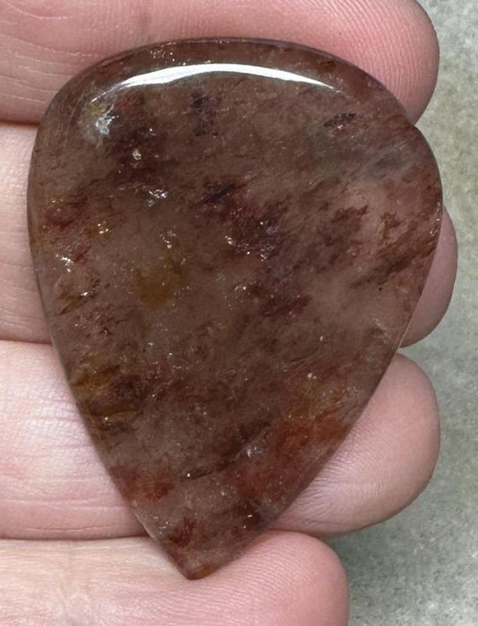 Teardrop 42x31mm Hematoid Fire Quartz Cabochon 45