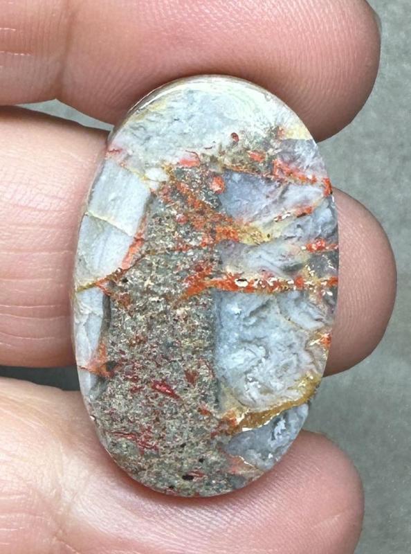 Oval 31x19mm Orange Seam Agate Cabochon 40