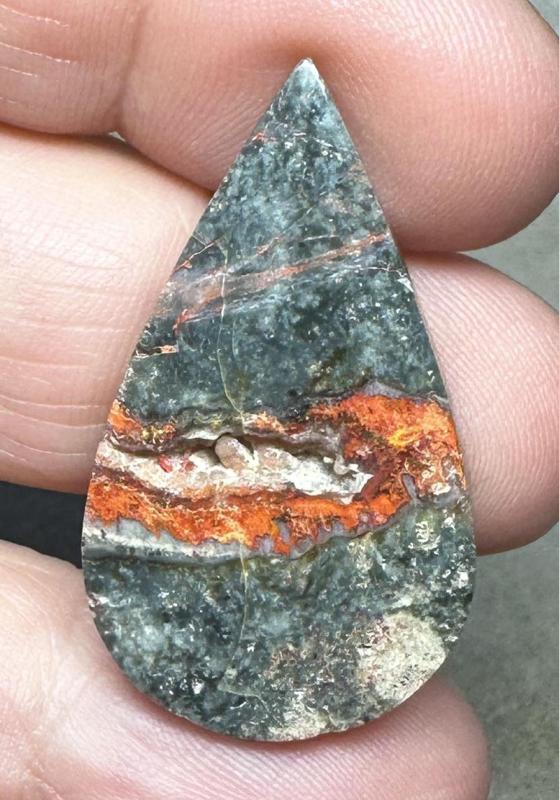 Teardrop 35x20mm Orange Seam Agate Cabochon 48