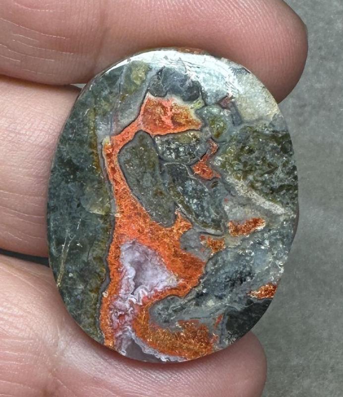 Oval 34x27mm Orange Seam Agate Cabochon 49