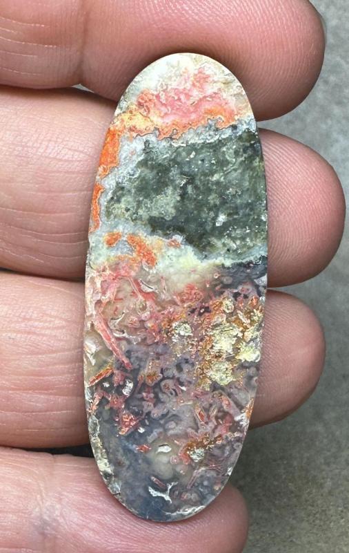 Oval 47x18mm Orange Seam Agate Cabochon 50