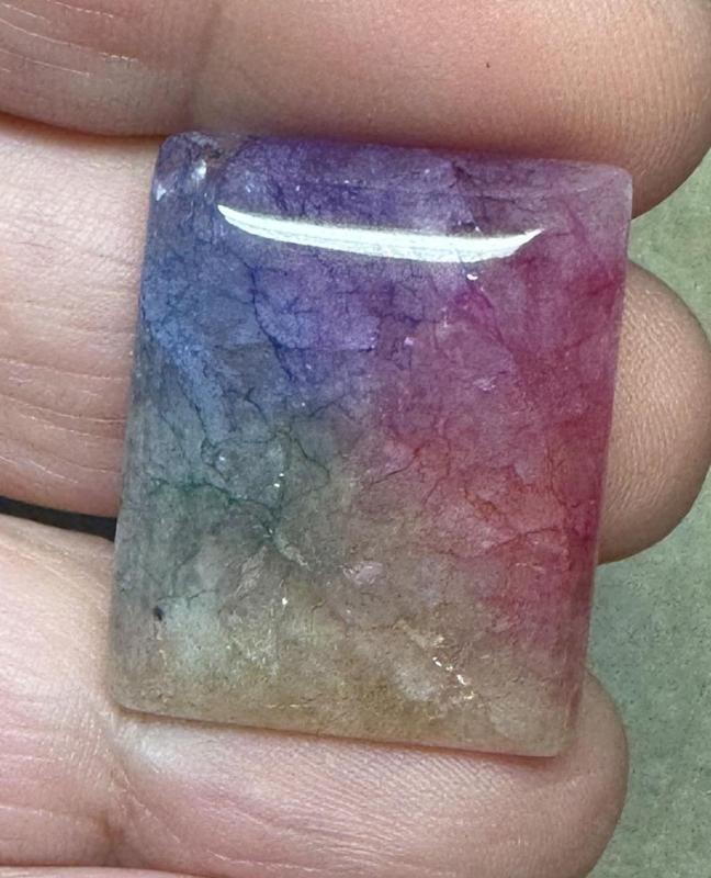Rectangle 27x22mm Rainbow Solar Quartz Cabochon 22