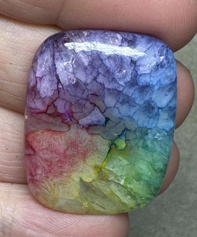 Rectangle 32x25mm Rainbow Solar Quartz Cabochon 35