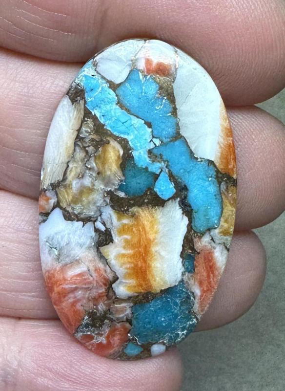 Oval 39x23mm Spiny Oyster Turquoise Cabochon 61