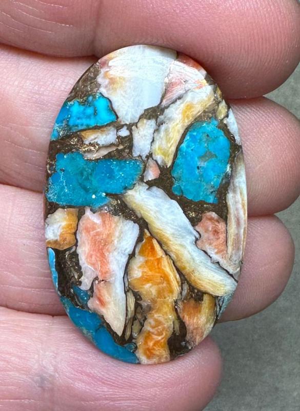 Oval 38x24mm Spiny Oyster Turquoise Cabochon 62