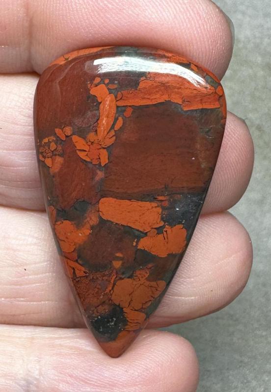 Teardrop 40x23mm Brecciated Red Jasper Cabochon 07