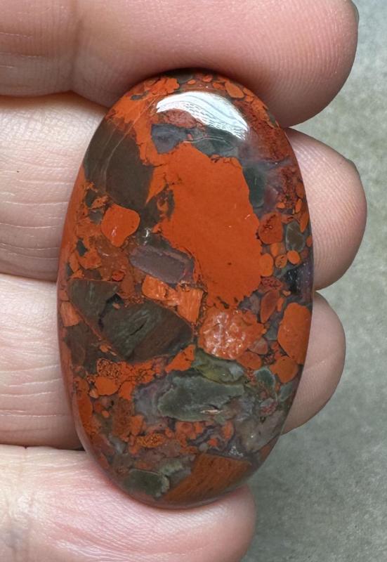 Oval 39x22mm Brecciated Red Jasper Cabochon 21