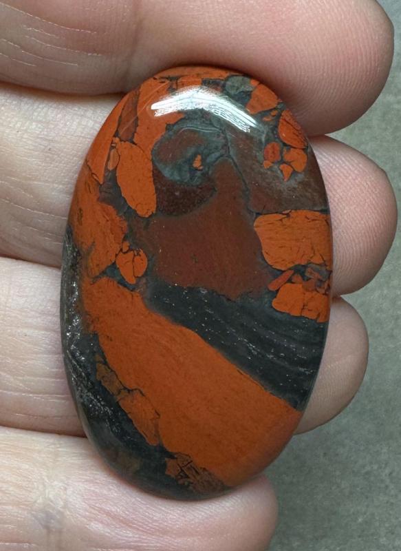 Oval 41x24mm Brecciated Red Jasper Cabochon 28