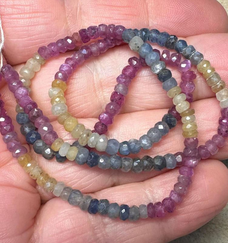 15 inch 3mm Flat Round Faceted Tourmaline Bead String