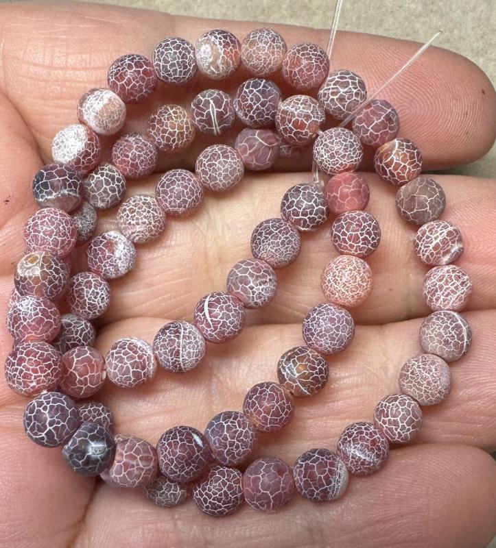 14 inch 6mm Round Crackle Agate Bead String