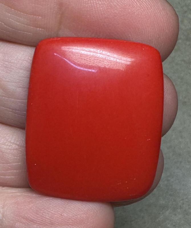 Rectangle 30x25mm Red Coral Cabochon 15