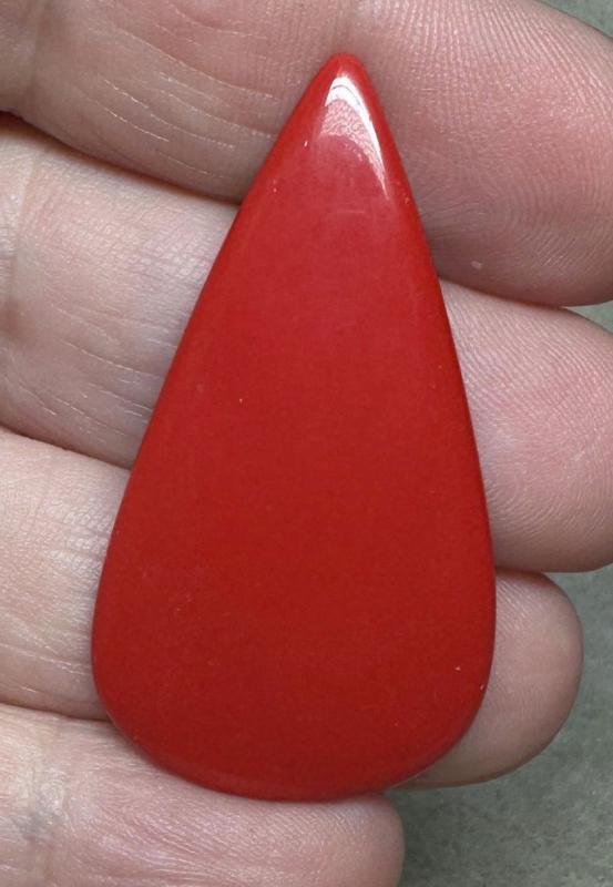 Teardrop 44x23mm Red Coral Cabochon 18