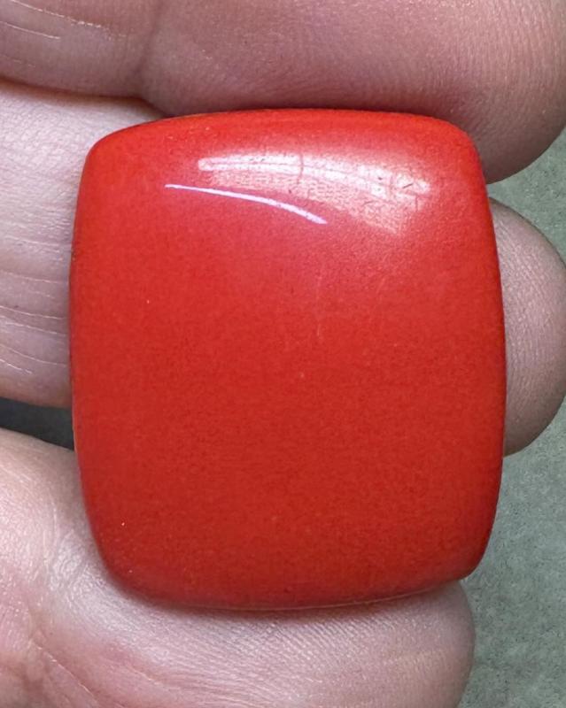 Rectangle 27x23mm Red Coral Cabochon 21