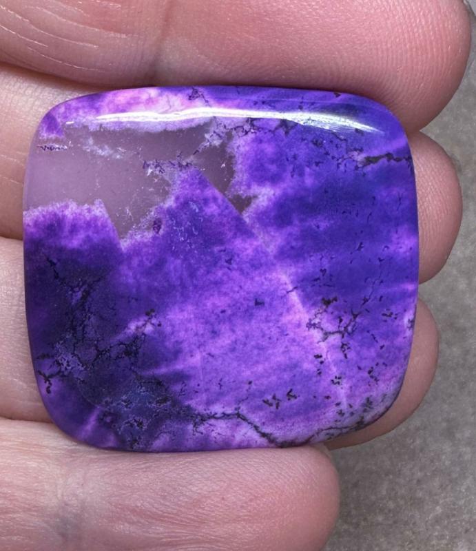 Rectangle 31x30mm Purple Coloured Dendritic Opal Cabochon 115